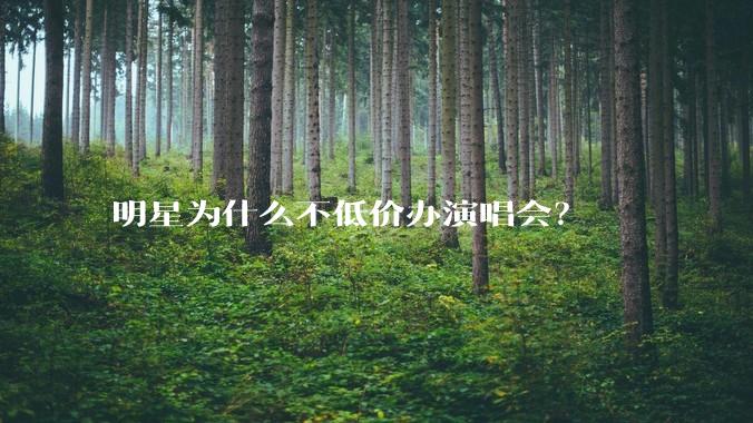 明星为什么不低价办演唱会？