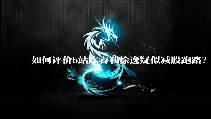 如何评价b站陈睿和徐逸疑似减股跑路？